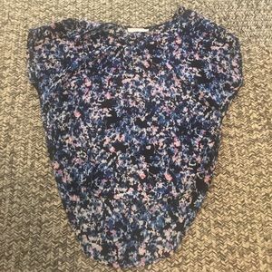 Lush Tops - Blue, pink, black & white floral hi-low top Lush Tops - Blue, pink, black & white floral hi-low top